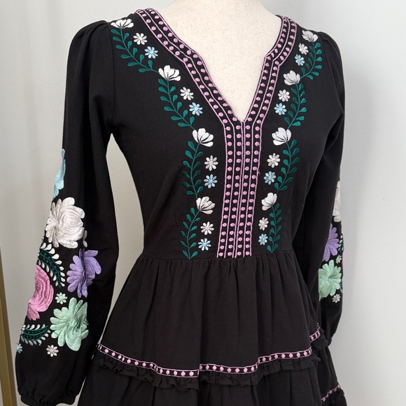 Roller Rabbit Black Lucena Embroidered  Naema Dress - Picture 2 of 5